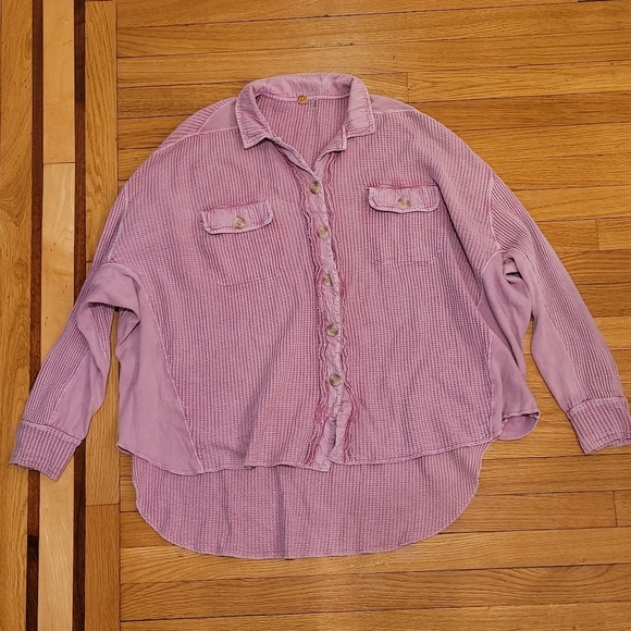 FREE PEOPLE SCOUT THERMAL BUTTON FRONT JACKET - Picture 4 of 6